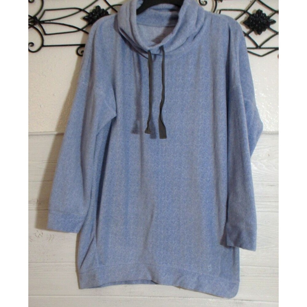 Cuddl Duds Oversized Fleece Top Women's Size M Blue Long Sleeve High Neck